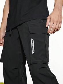 In My Nature Men's Letter Printed Outdoor Utility Pants - Black - View 9