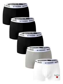 Men's Letter Printed Woven Band Boxer Briefs (5pcs/Set) - Multicolor - View 6