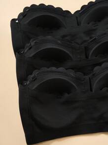 3pcs Women's Front Closure Strapless Bra With Removable Pads - Black - View 2