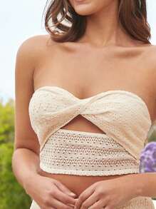 Forever 21 Light Yellow Sleeveless Crop Tops - Apricot - View 4