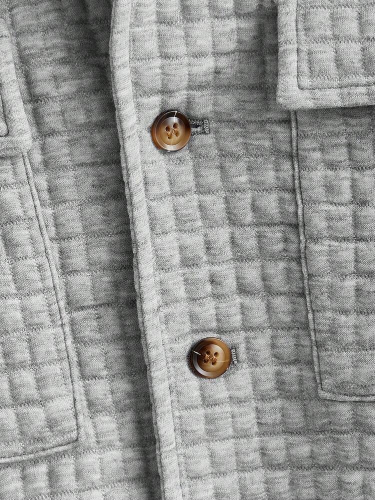 Manfinity VCAY 男款針織休閒長袖夾克，適用於春秋季節 - 灰色 - 查看 3