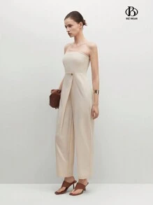 BizChic Women's Solid Color Simple Daily Strapless Jumpsuit