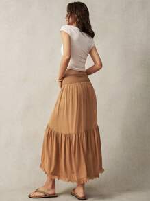 Bohemela 女士不对称下摆度假裙 - 卡其色 - 查看 2