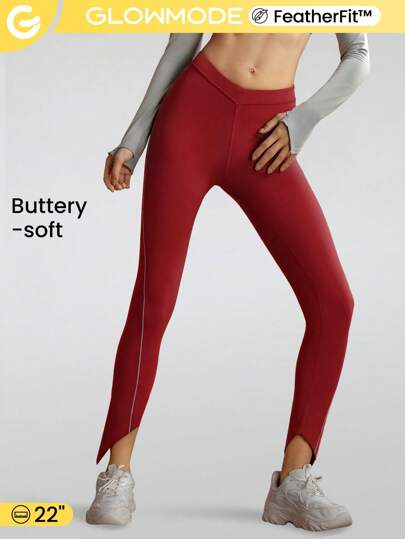 GLOWMODE Featherfit™自由移動v腰部斜剪裁褲頭緊身褲