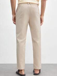 AKNOTIC Business Casual Men's Regular Fit Woven Casual Pants With Pockets, Daily Wear And Commuting - Khaki - View 2