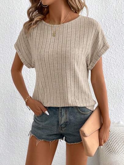 SHEIN LUNE Solid Batwing Sleeve Tee