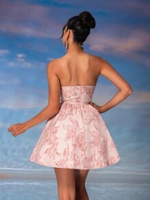 SHEIN Belle 优雅、简约、浪漫、可爱、柔软、迷人、精致、时尚女士 3D 花朵聚拢胸前露肩 A 字裙适合新娘礼物、招待会、毕业典礼、茶会、聚会、鸡尾酒会和正式活动舞会半正式婚礼宾客礼服、生日、返校节 - 白色 - 查看 2