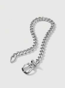 ROMWE Goth 1入流行的朋克幾何厚實鏈條皮帶扣項鍊 - 銀色 - 查看 3