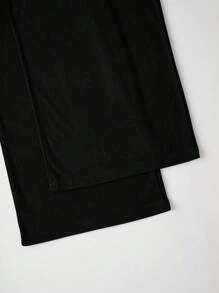 SHEIN Women's Casual Solid Color Wide Leg Baggy Pants, Loose Pants Fall Cloth For Women - Black - View 3