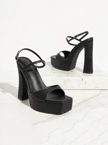 SHUZIA Women Fashion Chic Ankle Strap Chunky High Heel Platform Sandals - Black - View 3