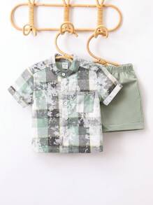 2 件装男婴彩色条纹休闲棕色套装