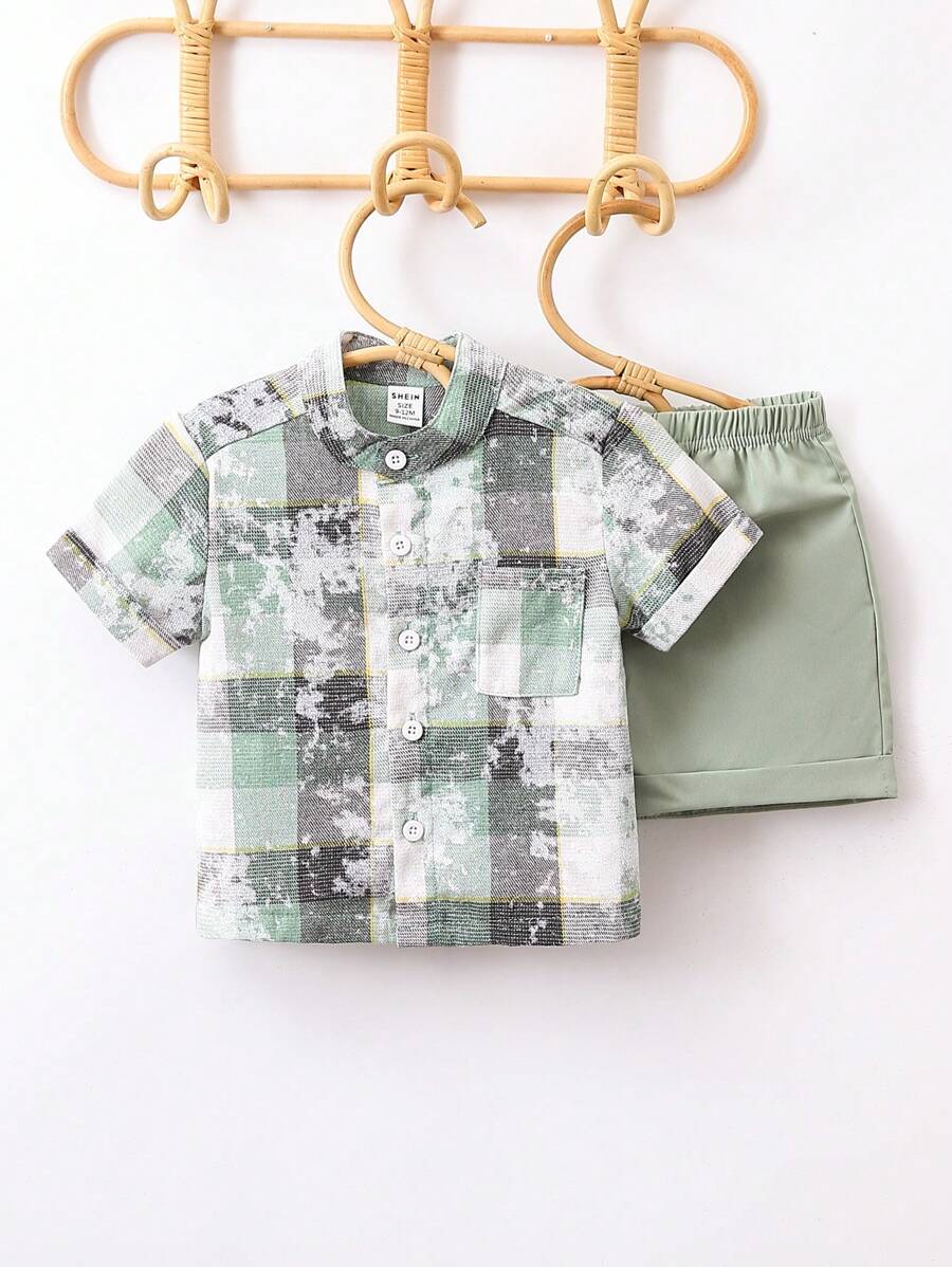 2 件装男婴彩色条纹休闲棕色套装