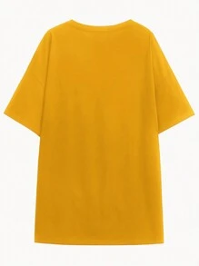 SHEIN MOOSTA Camiseta de hombro caído con estampado de sol
