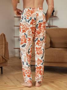 Men's Random Printed Casual Pants, Home Wear - Multicolor - View 2