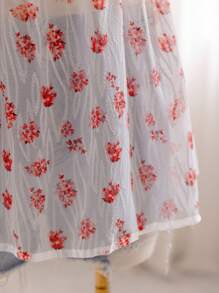 Soleia Top a maniche corte con cappuccio blu e bianco a fiori con texture a vita raccolta e orlo frastagliato, elegante e snellente, perfetto per le vacanze, abbigliamento da donna taglie forti