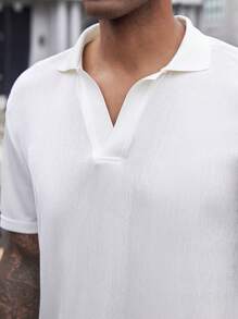 Manfinity Homme 男士純色Polo衫，夏日日常穿著 - 米色 - 查看 6