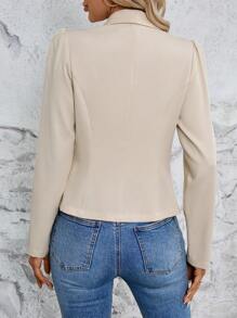 SHEIN LUNE Summer Casual Apricot Colored Lapel Ladies' Work Suit Jacket - Apricot - View 3