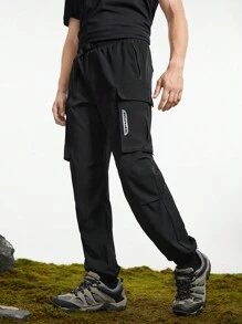 In My Nature Men's Letter Printed Outdoor Utility Pants - Black - View 4