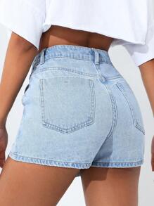 SHEIN PETITE Jeansowa spódniczka z szortami