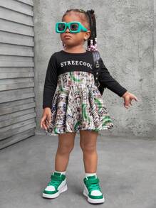 SHEIN Explorewe New Autumn Baby Girls' Fun Plaid & Printed Cool Y2K Style Everyday Casual Dress - Red - View 6