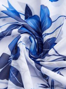 Swim Oasis 女士夏季海灘度假花卉印花肩結一件式泳衣和遮陽裙組合套裝