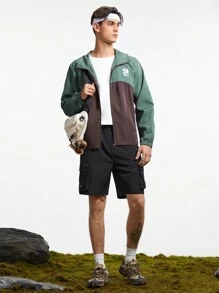 In My Nature Men's Color Block Hooded Outdoor Jacket - Dusty Blue - View 5