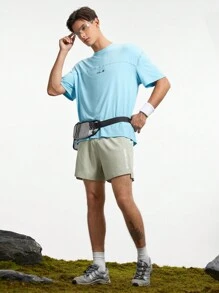 In My Nature Men Letter Graphic Outdoor Tee Without Bag - Blue - View 9