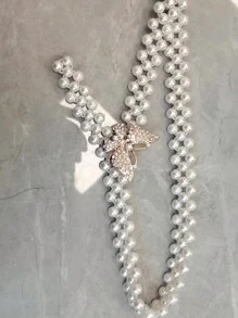 SHEIN Girls Casual Pink Plaid Blazer Jacket, White Top And Skirt 3pcs Set, Autumn/Winter New Arrival. This Set Uses A Pink Plaid Fabric With Pleated Skirt, And A Faux Pearl Elastic Waist Belt, Giving A Fashionable And Professional Look, Suitable For Daily And Formal Occasions, Allowing The Child To Show Confidence And Style. - Baby Pink - View 8