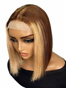 4 X 1 T-Part Lace Straight Short Colored Human Hair Wig - S4/27 - View 4