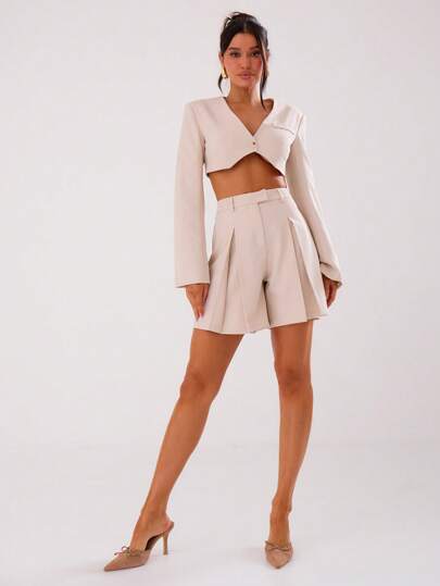 MUSERA Áo blazer dài tay cổ chữ V dáng crop, kiểu dáng công sở thanh lịch, phù hợp cho mùa hè, xuân, kỳ nghỉ, lễ tốt nghiệp, dạ hội, đám cưới, sinh nhật, du lịch.