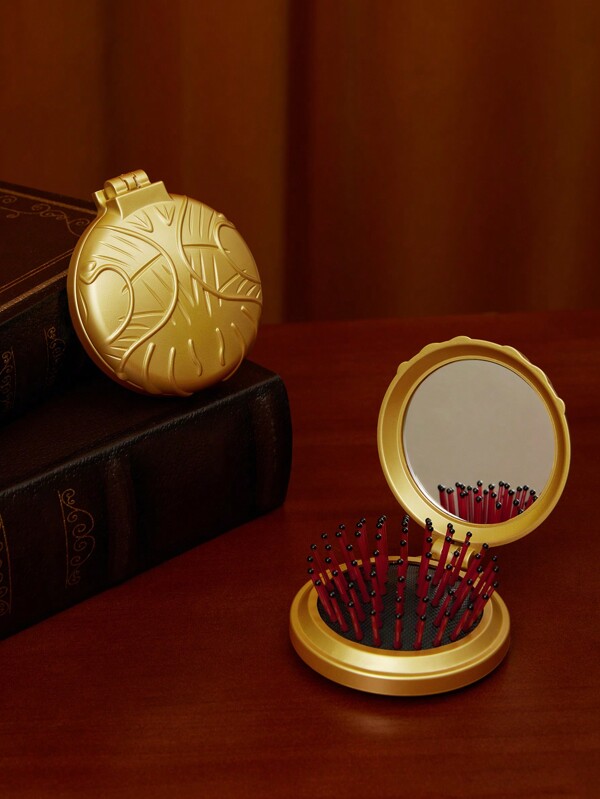 HARRY POTTER X SHEIN Specchio da viaggio pieghevole e compatto con pettine, a forma di Boccino d'Oro di Hogwarts, regalo