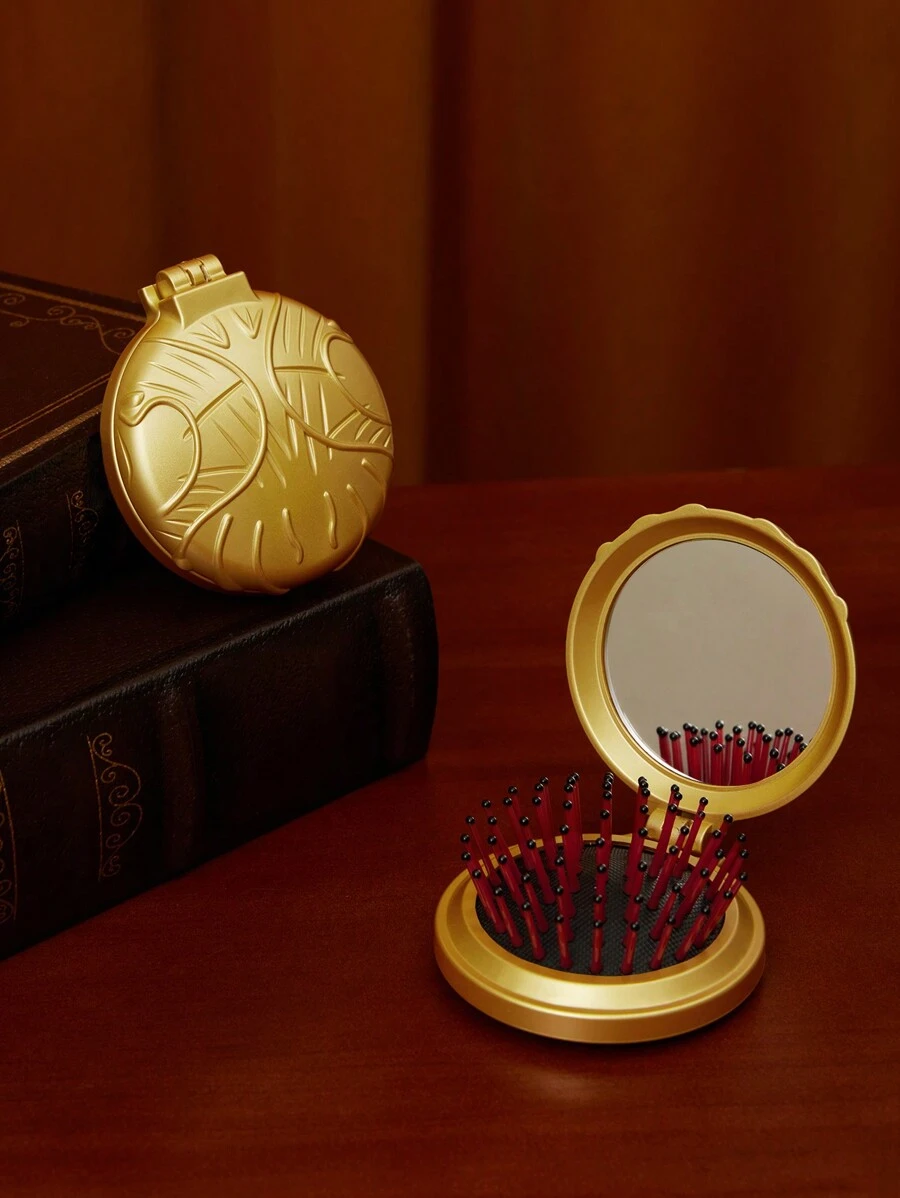HARRY POTTER X SHEIN 金色飞贼可折叠便携旅行梳镜，礼物，返校季 - 金色 - 查看 1
