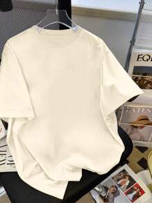 SHEIN 少女夏季休閒海洋生物印花短袖T恤 - 米色 - 查看 2