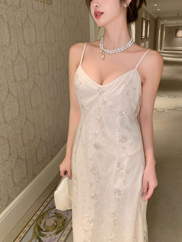 Ladies' Solid Color Sleeveless Sparkly Cami Dress, Summer, Birthday Prom Dress Sundress, Formal Women Dresses Sexy Dress Elegant Women Dress