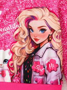 Tween Girls' Cartoon Cat Printed Full Sleeve Cute Sweatshirt