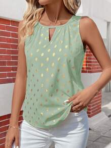 SHEIN Clasi 女士圓領無袖夏季中空襯衫 - 薄荷綠 - 查看 5
