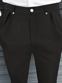 Manfinity Hypemode Quần vest nam đơn giản và giản dị hàng ngày - màu đen - Xem 5