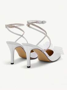 CUCCOO HITCHD Pointed Toe Stiletto Heel Fashionable And Sexy Mesh Wedding Shoes With Rhinestones Decoration For Women Halloween - White - View 4