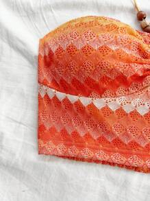 Soleia WYWH Women Vacation, Graduation, Wedding, Easter Party Lunch Casual Summer Dress Outfit, Lightweight Knit Textured Halter Elastic Hem Cropped Tank Top, Orange Color