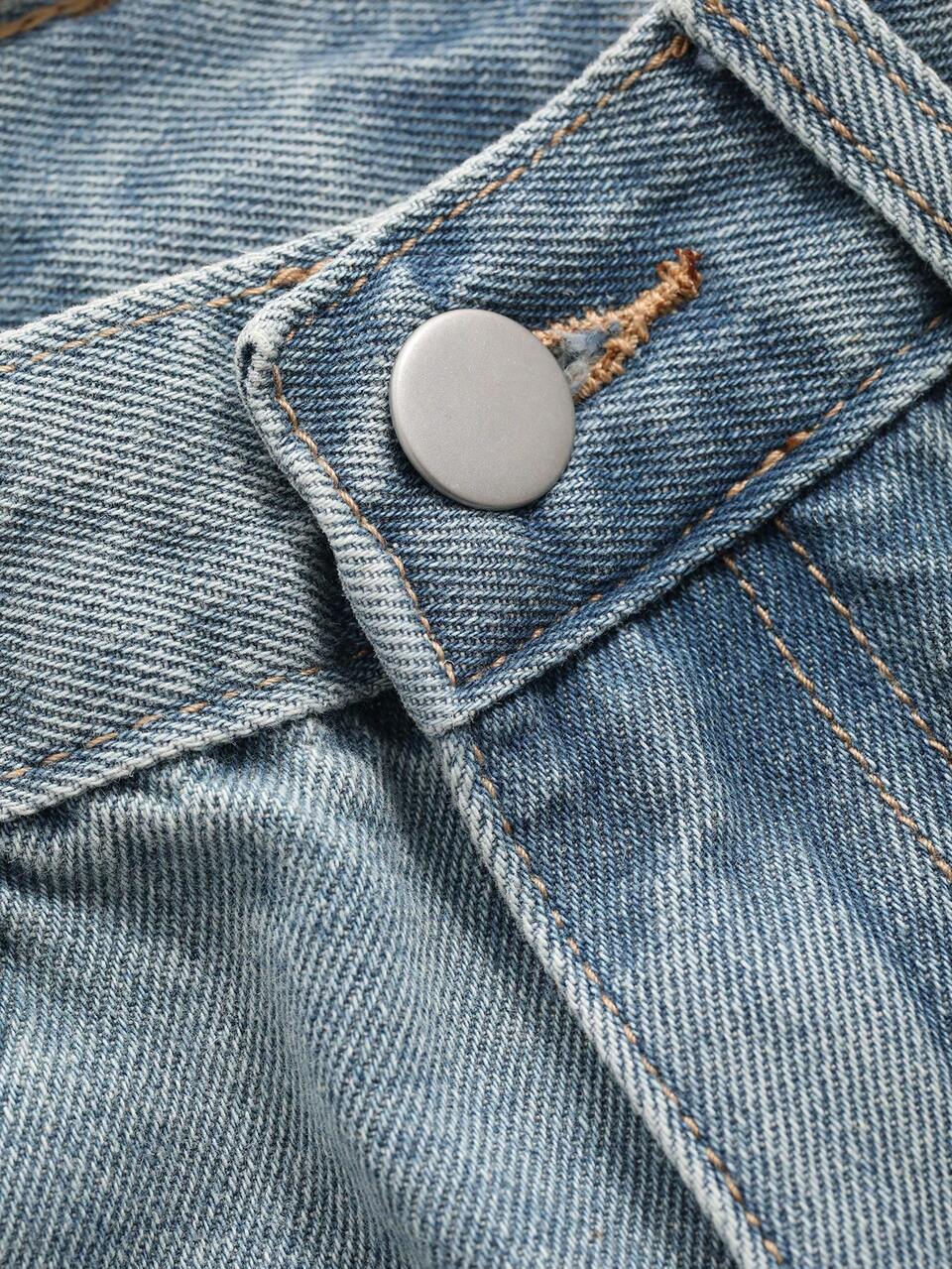 Women Casual Straight Leg Washed Denim Jeans