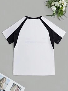 Chiquease 女士黑白拼色正面印花 T 恤 - 黑與白 - 查看 2