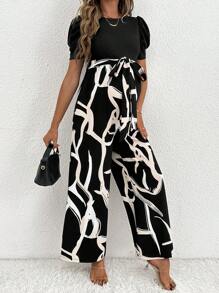 SHEIN 孕婦短袖圓領打結前拉鍊後連身裝