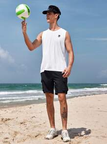 In My Nature Men's Summer Casual Outdoor Letter Printed Top - White - View 2