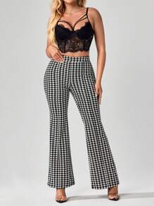 SHEIN SXY Commute Minimalist Office Old Money Simple Sexy And Elegant Black And White Polka Dot Women's Pants - Multicolor - View 5