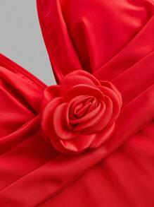 Swim Oasis 1 pieza Traje de baño de una sola pieza con decoración floral 3D para mujeres para vacaciones de verano