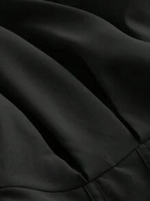 SHEIN MOD 大碼純色長袖A字型夏季連衣裙 - 黑色 - 查看 3