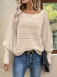 EMERY ROSE Women's Solid Color Simple Daily Wear Sweater, Pullover, Knit Pullover Fall Winter - Khaki - View 7