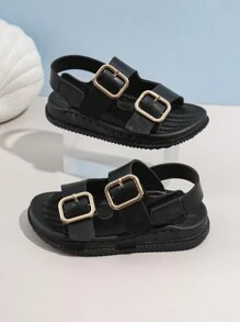 Infant Sandals For Boys, Comfortable And Fashionable Hook And Loop Design - Black - View 4