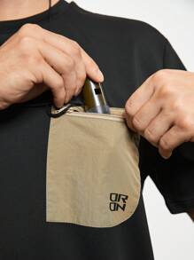 In My Nature 男士戶外彩塊拉鍊設計短袖休閒運動T恤