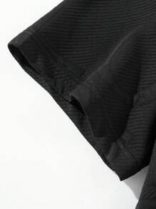 Men's Summer Letter Embossed Print Round Neck Short Sleeve Casual T-Shirt - Black - View 6